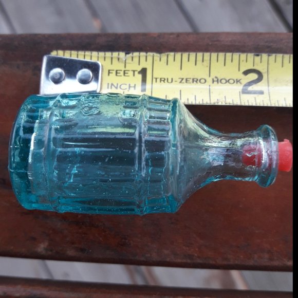 Vintage Glass Bottle with Lid Blue Art Glass Mini Dollhouse Wheaton Root Bitters - Picture 7 of 14